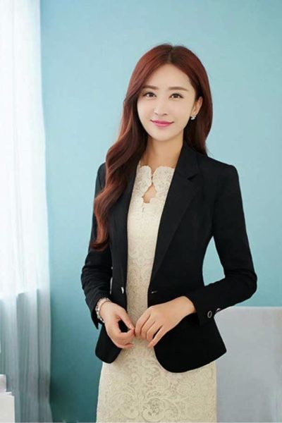Đồng phục công sở – Áo vest nữ màu đen 01