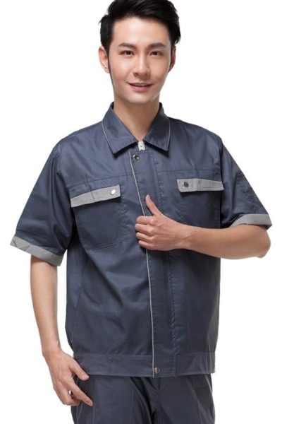Đồng phục bảo hộ lao động – Quần áo bảo hộ lao động màu xám tay ngắn 02