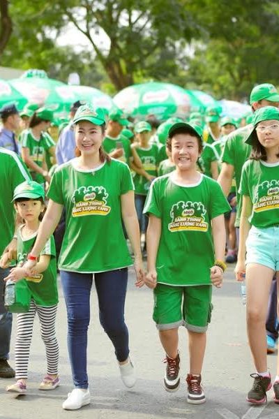 Đồng phục áo thun – Áo thun sự kiện quảng cáo cổ tròn màu xanh tay ngắn sọc trắng 05