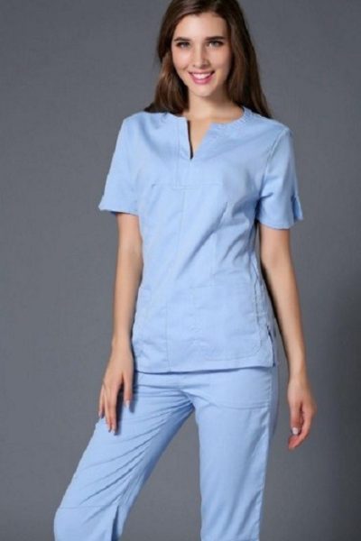 Đồng phục bệnh viện – Đồng phục y tá màu xanh tay ngắn 09