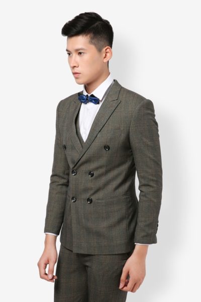 Đồng phục công sở – Ghi lê nam màu xám phối caro quần tây, vest xám 10