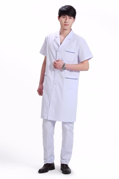 Đồng phục bệnh viện – Đồng phục áo blouse nam màu trắng tay ngắn 14