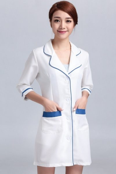 Đồng phục bệnh viện – Đồng phục áo blouse nữ màu trắng phối xanh tay ngắn  16