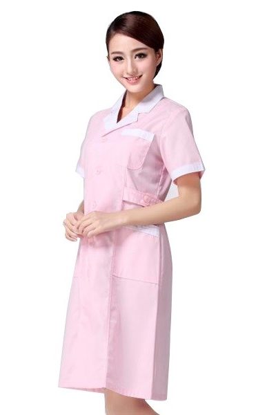 Đồng phục bệnh viện – Đồng phục y tá màu hồng phối viền trắng tay ngắn 26