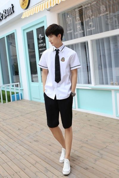 Đồng phục học sinh sinh viên – Đồng phục học sinh cấp III áo sơ mi trắng tay ngắn 04