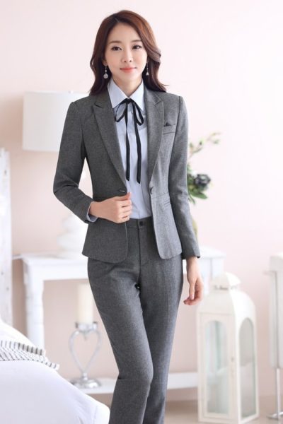 Đồng phục công sở – Áo vest nữ màu xám 27