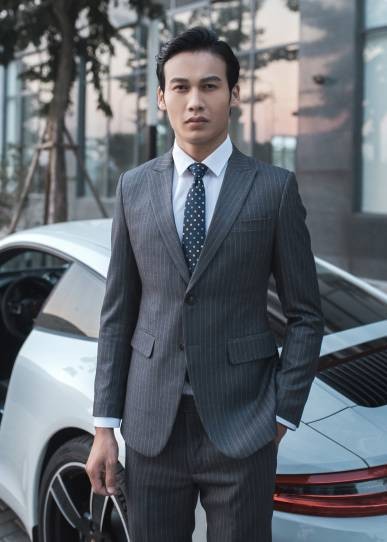 Đồng phục công sở – Áo vest nam màu xám phối sọc nhỏ 25