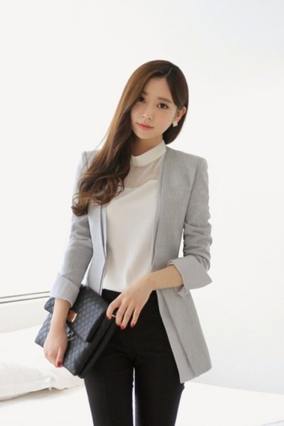 Đồng phục công sở – Áo vest nữ màu xám 28