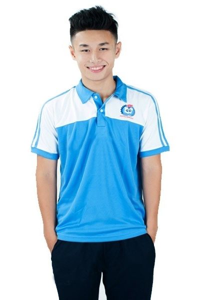 Đồng phục học sinh sinh viên – Đồng phục thể dục áo thun cổ trụ màu xanh phối trắng , quần xanh đen 3 sọc trắng 27