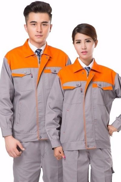 Đồng phục bảo hộ lao động –  Quần áo bảo hộ lao động tay dài màu xám phối cam 37