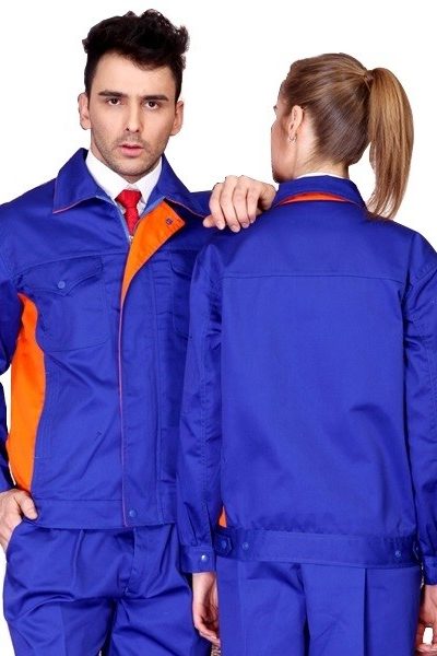 Đồng phục bảo hộ lao động – Quần áo bảo hộ lao động tay dài  màu xanh phối cam 46