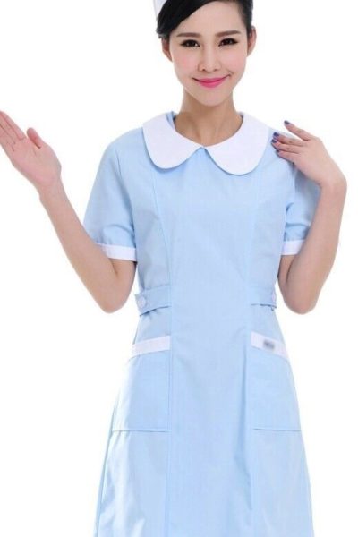 Đồng phục bệnh viện – Đồng phục y tá màu xanh cổ trắng 46