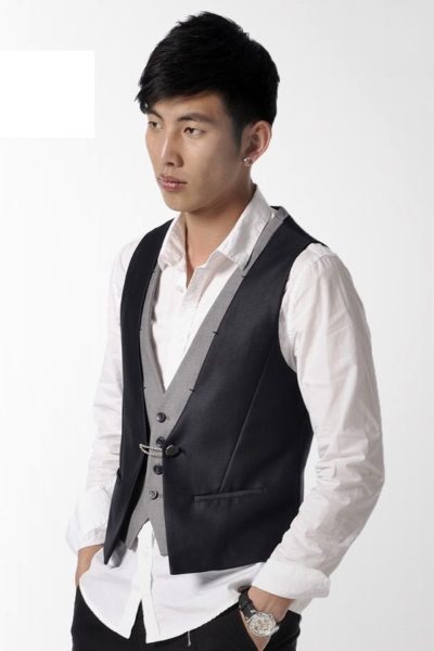 Đồng phục công sở -Áo ghi lê nam màu đen viền xám 30