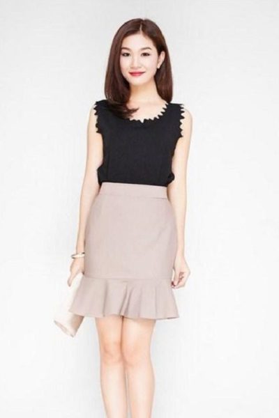 Đồng Phục Công Sở- Chân váy nữ màu ghi 83