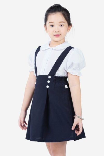 Đồng Phục Học Sinh Sinh Viên-Đồng Phục Học Sinh Cấp Váy Yếm Xanh, Áo Sơ Mi Trắng I 50