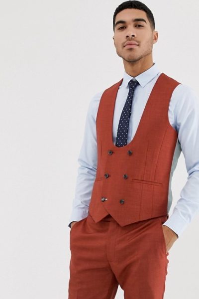 Đồng Phục Công Sở-Áo Gile Nam Màu Cam Đất 107