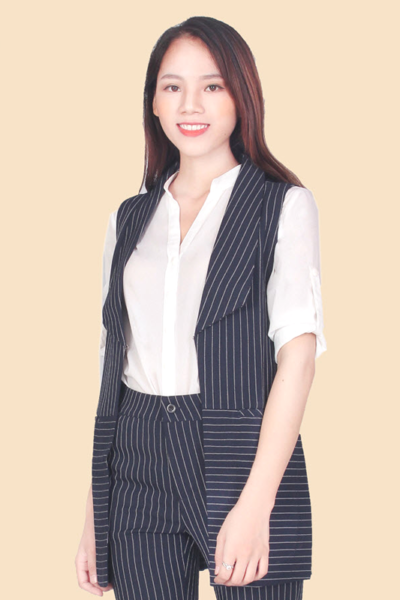 Đồng phục công sở – Áo ghi lê nữ màu đen sọc dọc 84