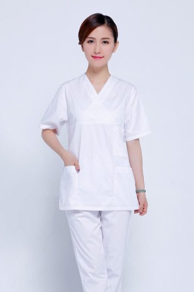 Đồng Phục Bênh Viện-Đồng Phục Y Tá Màu Trắng Tay Ngắn 55