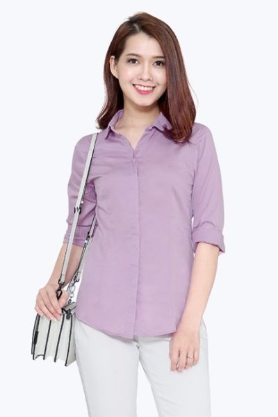 Đồng phục công sở – Áo sơ mi nữ tay dài màu tím 41