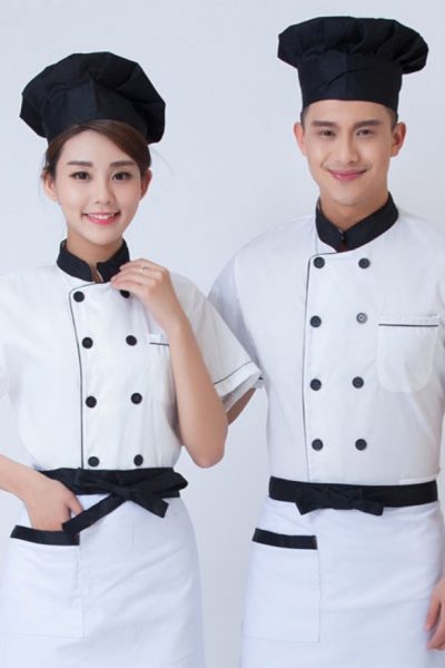 Đồng Phục Nhà Hàng Khách Sạn-Đồng Phục Bếp Màu Trắng Phối Đen 39