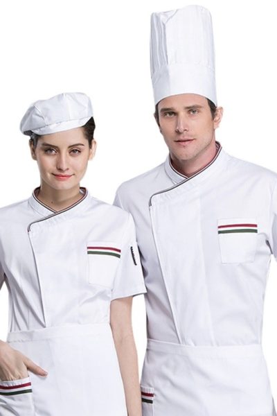 Đồng Phục Nhà Hàng Khách Sạn-Đồng Phục Bếp Màu Trắng Có Viền 83