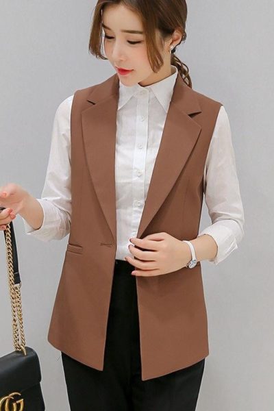 Đồng Phục Công Sở-Áo Gile Nữ Màu Nâu 68