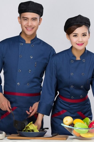 Đồng Phục Nhà Hàng Khách Sạn-Đồng Phục Bếp Màu Xanh Phối Đỏ 66