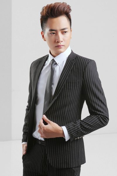 Đồng Phục Công Sở-Áo Vest Nam Màu Đen Kẻ Sọc 78