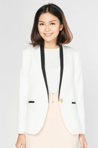 Đồng Phục Công Sở-Áo Vest Nữ Màu Trắng Viền Đen 91