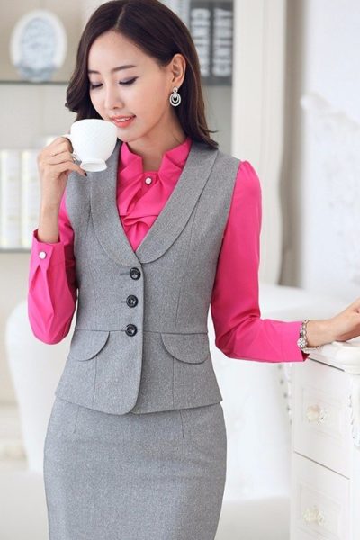 Đồng Phục Công Sở-Áo Gile Nữ Màu Xám 63