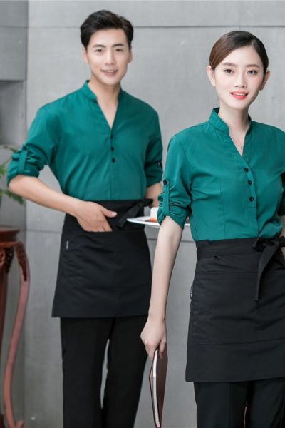 Đồng Phục Nhà Hàng Khách Sạn-Đồng phục Pha Chế Tạp Dề Đen, Áo Sơ Mi Đen 21