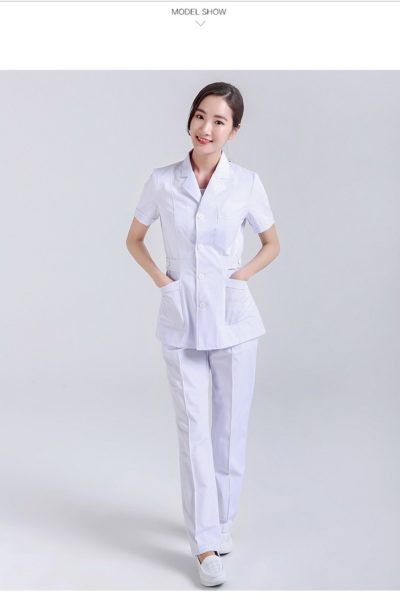 Đồng Phục Bênh Viện-Đồng Phục Y Tá Màu Trắng Tay Ngắn 64