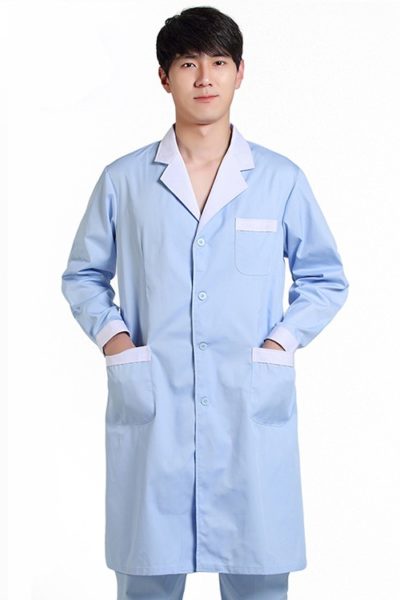 Đồng Phục Bệnh Viện-Đồng Phục Áo Blouse Nam Màu Xanh Phối Trắng Tay Dài 70