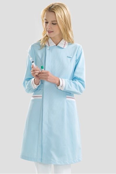 Đồng Phục Bệnh Viện-Đồng Phục Áo Blouse Nữ Màu Xanh Phối Trắng Tay Dài 71
