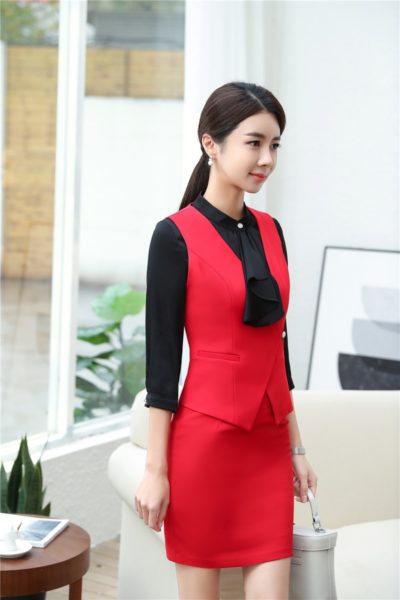 Đồng Phục Công Sở-Áo Gile Nữ Màu Đỏ 79