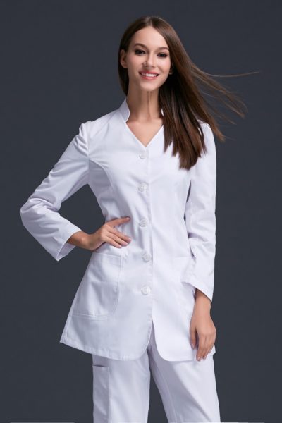 Đồng Phục Bệnh Viện-Đồng Phục Áo Blouse Nữ Màu Trắng Tay Dài 78