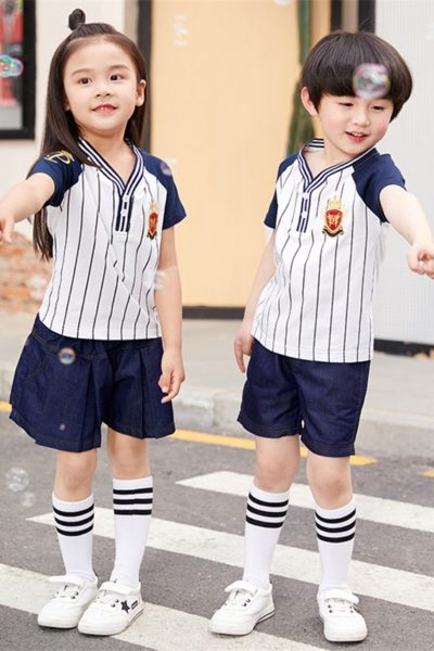Đồng Phục Học Sinh Sinh Viên-Đồng Phục Học Sinh Cấp Váy, Quần Xanh, Áo Thun Cổ Tròn Trắng Phối Xanh I 42