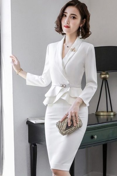 Đồng Phục Nhà Hàng Khách Sạn-Đồng Phục Quản Lý Váy Trắng, Vest Trắng 60