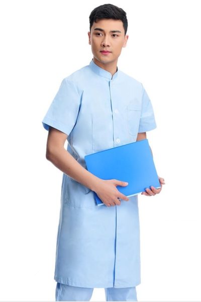 Đồng Phục Bệnh Viện-Đồng Phục Áo Blouse Nam Màu Xanh Tay Ngắn 63