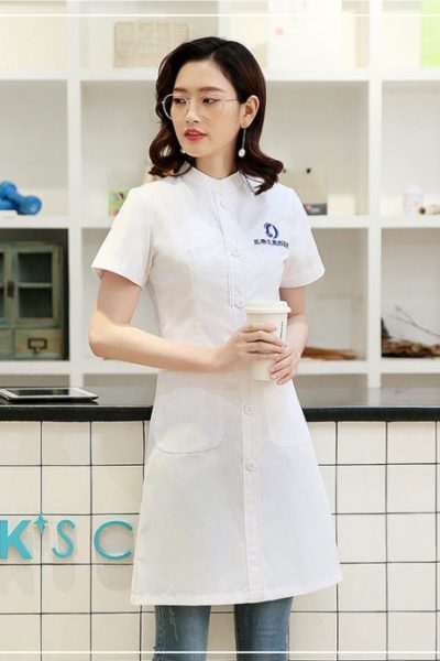 Đồng Phục Bênh Viện-Đồng Phục Áo Blouse Nữ Màu Trắng Tay Ngắn 36
