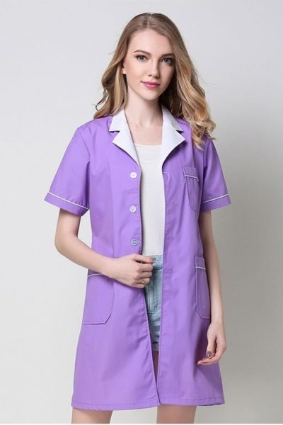 Đồng Phục Bệnh Viện-Đồng Phục Áo Blouse Nữ Màu Tím Tay Ngắn 62