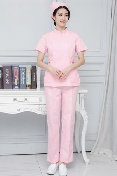 Đồng Phục Bênh Viện-Đồng Phục Y Tá Màu Hồng Tay Ngắn 85