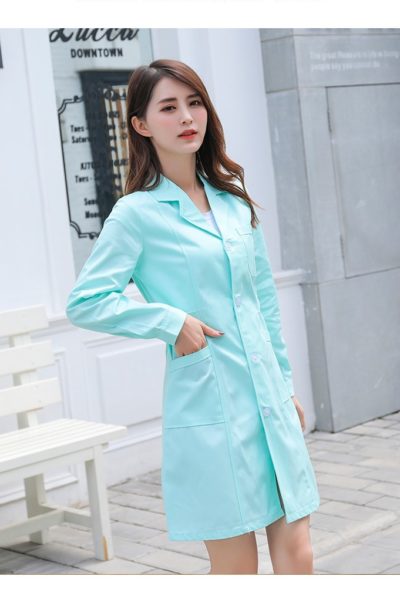 Đồng Phục Bệnh Viện-Đồng Phục Áo Blouse Nữ Màu Xanh Tay Dài 64