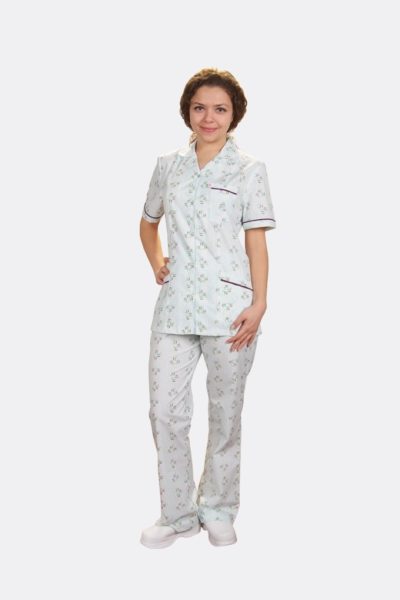 Đồng phục bệnh viện – Đồng phục bệnh nhân dài tay họa tiết màu trắng 25