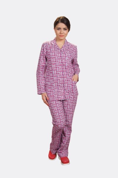 Đồng phục bệnh viện – Đồng phục bệnh nhân dài tay họa tiết màu hồng 26
