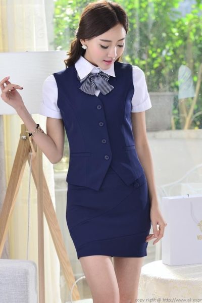 Đồng Phục Công Sở-Áo Gile Nữ Màu Xanh Dương 115