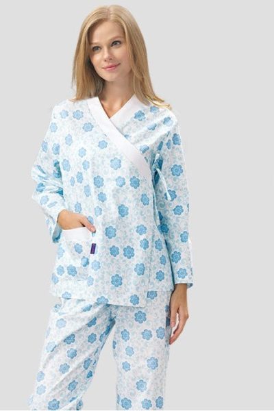 Đồng phục bệnh viện – Đồng phục bệnh nhân dài tay họa tiết màu xanh dương 46