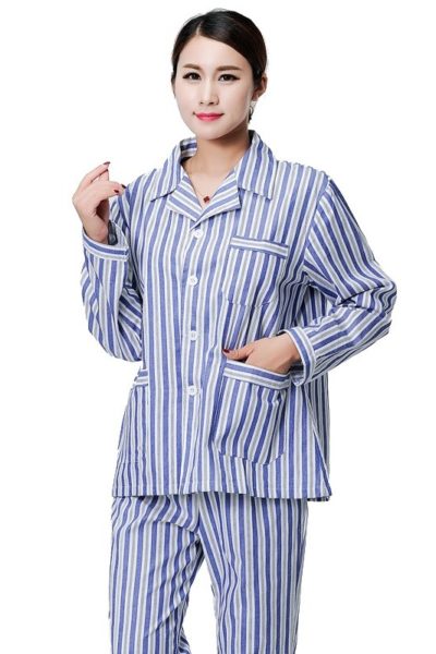 Đồng phục bệnh viện – Đồng phục bệnh nhân dài tay sọc xanh trắng 35