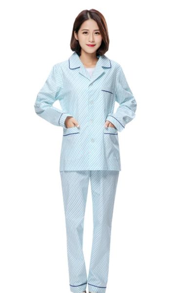Đồng phục bệnh viện – Đồng phục bệnh nhân dài tay xanh phối trắng 41