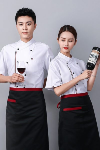 Đồng Phục Nhà Hàng Khách Sạn-Đồng Phục Bếp Màu Trắng Phối Đen 52